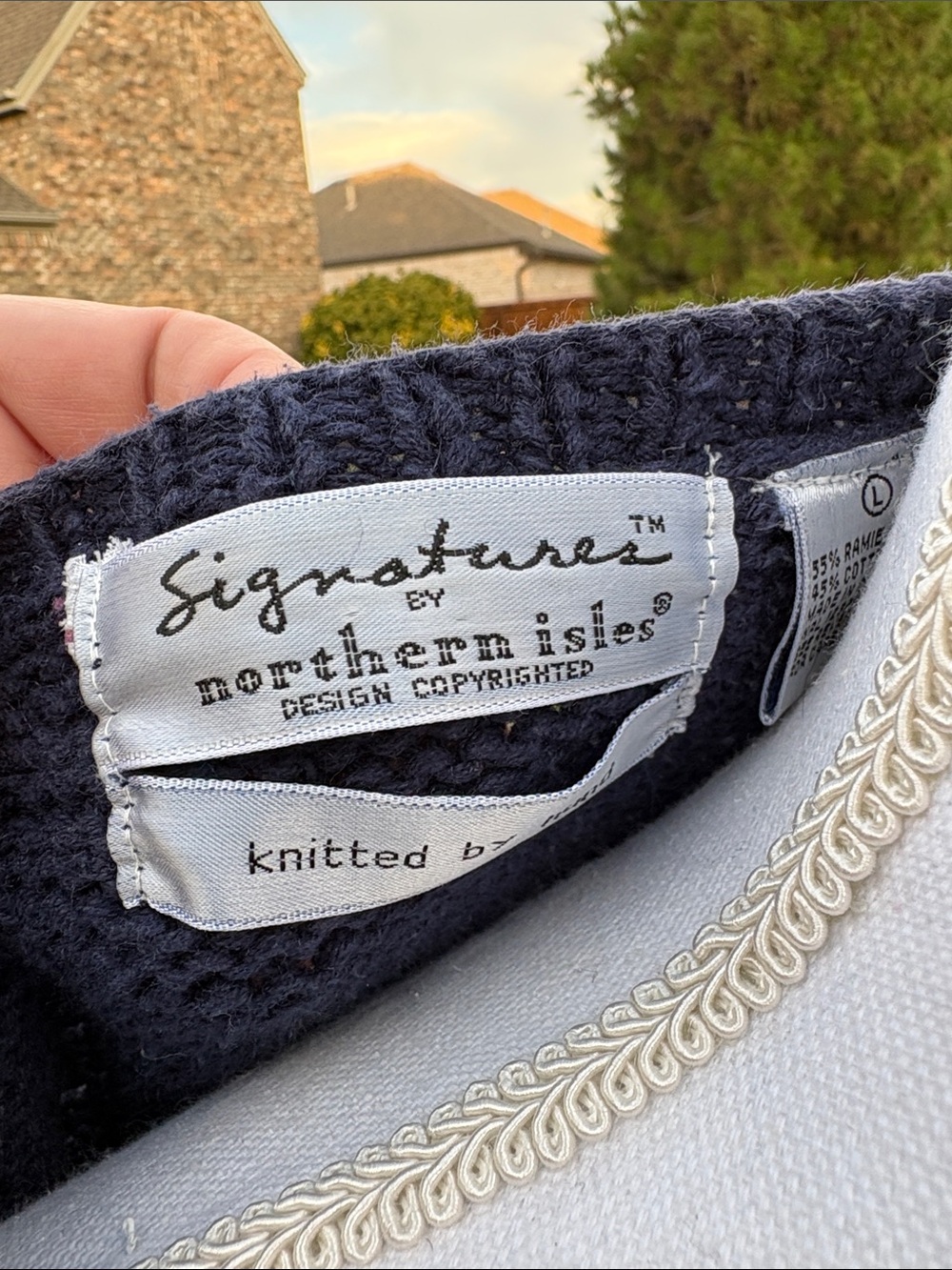 Navy Farm Scene Knit Cardigan Sweater - Women - Picture 7 of 8
